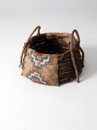 antique painted bark basket