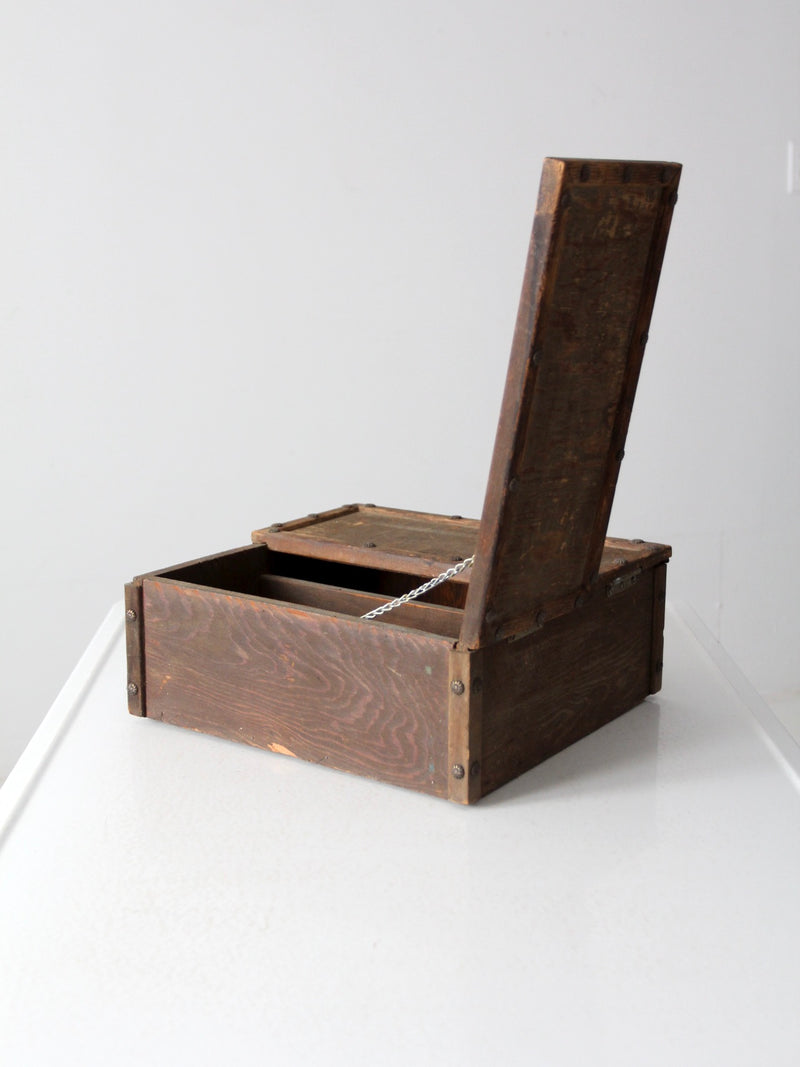 vintage wooden double lid box