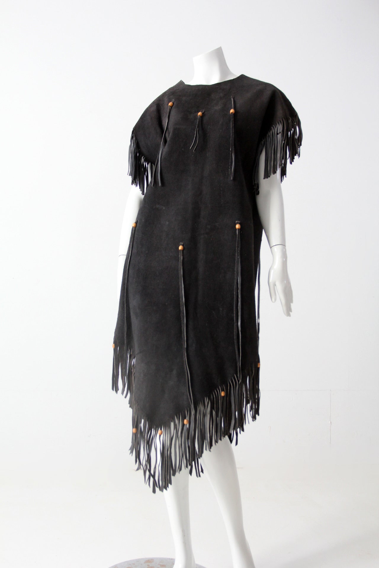vintage suede leather fringe dress