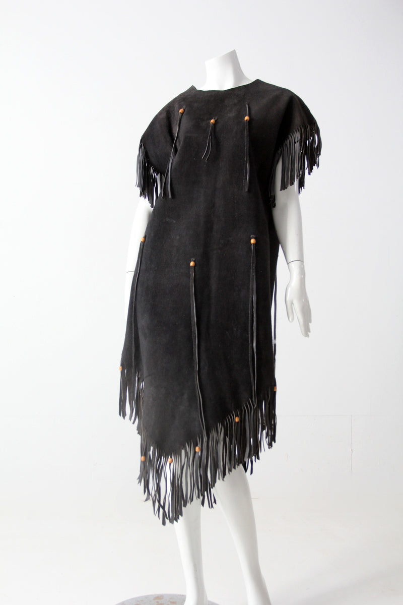 vintage suede leather fringe dress