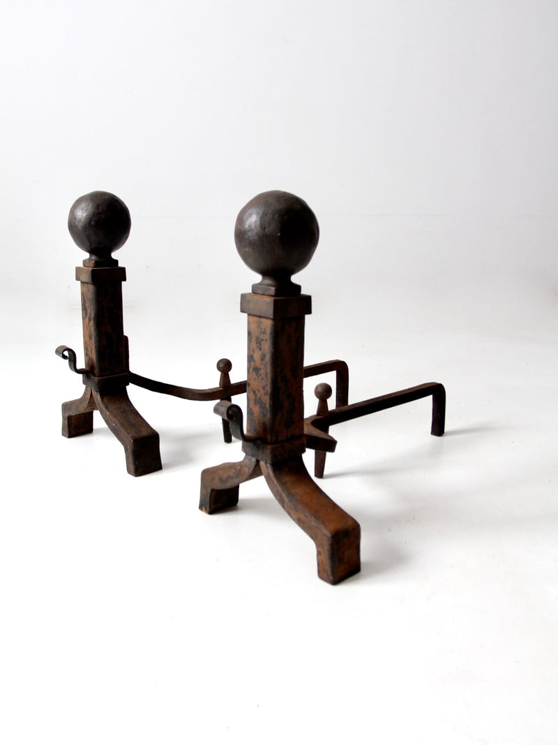 antique wrought iron andirons