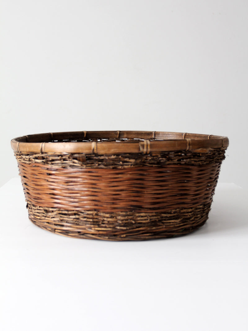 vintage woven reed basket