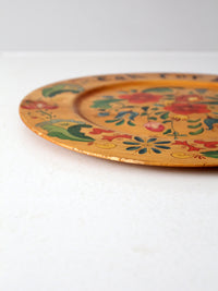 vintage Norwegian hand painted wood plate