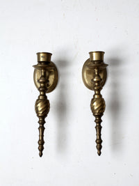 vintage brass candle sconces pair