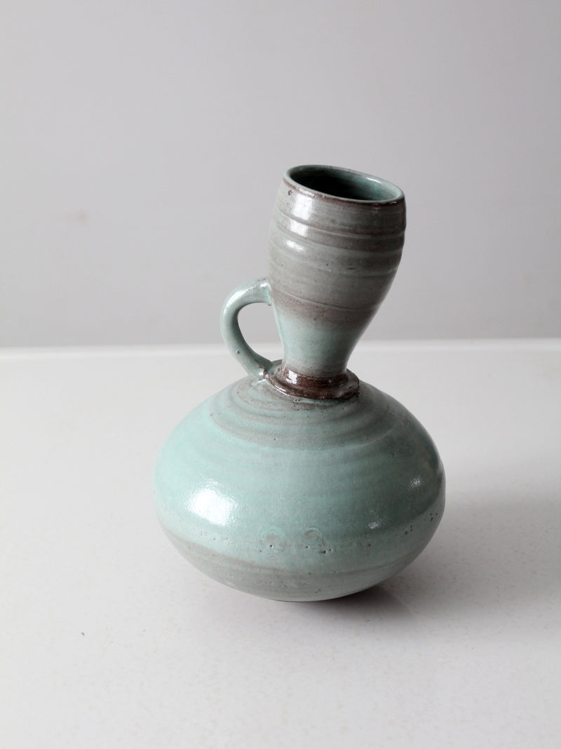 vintage studio art pottery tilted vase