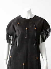 vintage suede leather fringe dress
