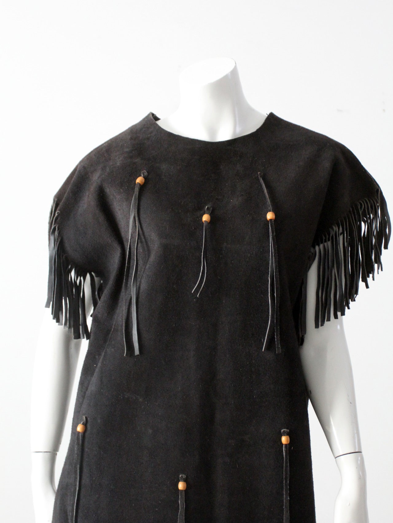 vintage suede leather fringe dress