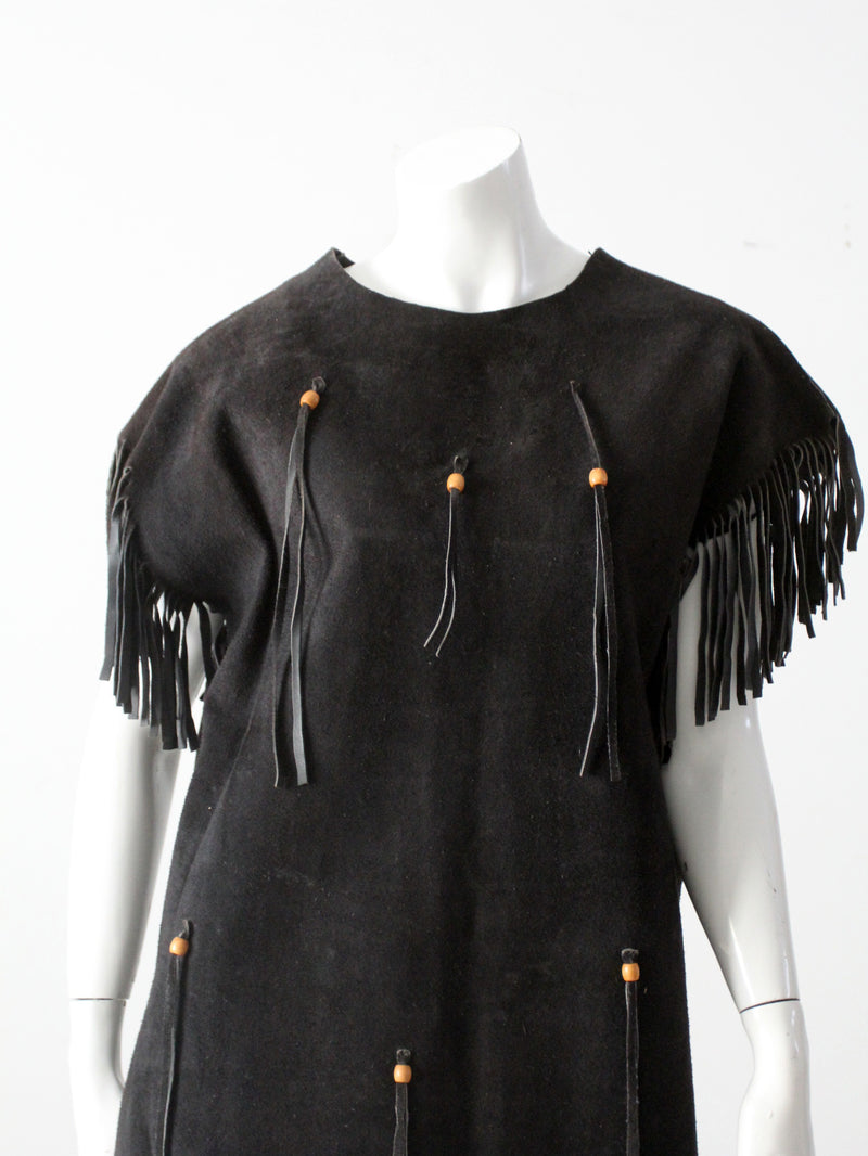 vintage suede leather fringe dress