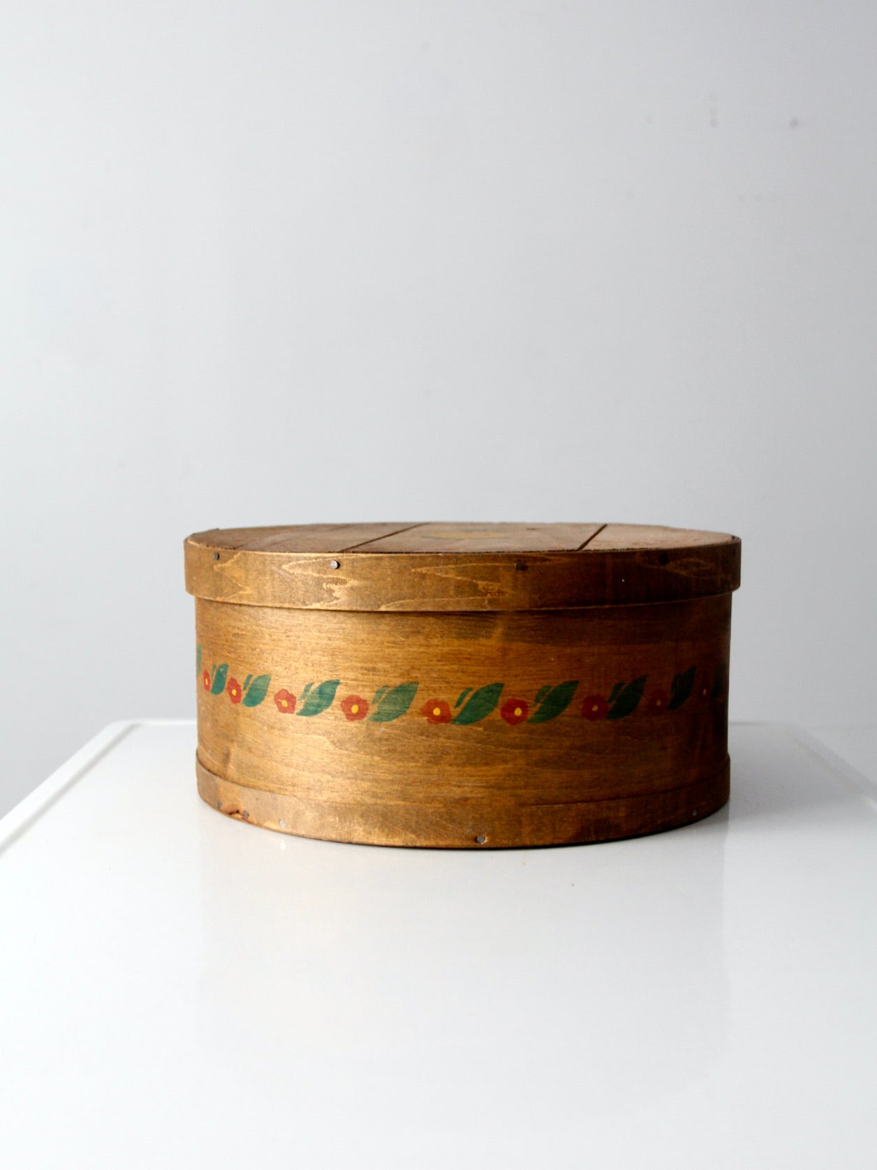 vintage stenciled wooden cheese box