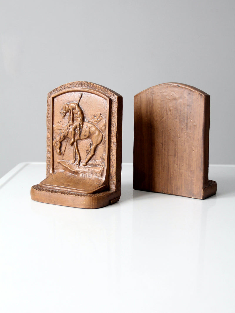 vintage End of Trail chalkware bookends