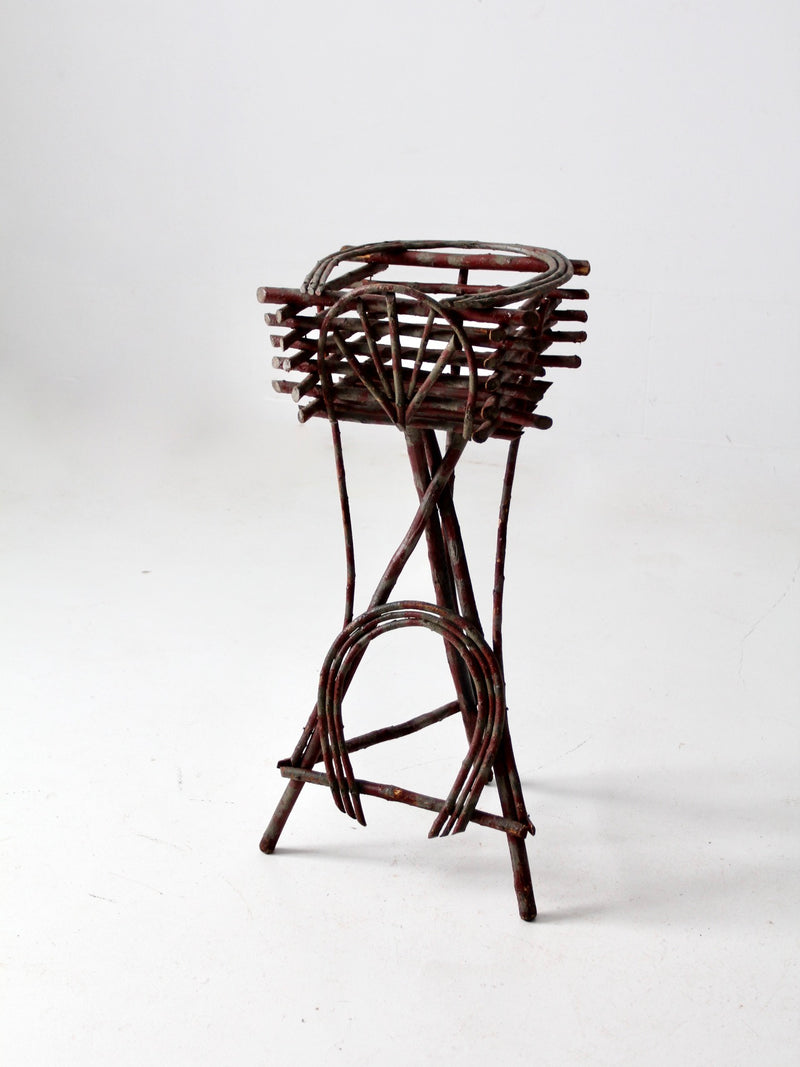 antique Adirondack twig table plant stand
