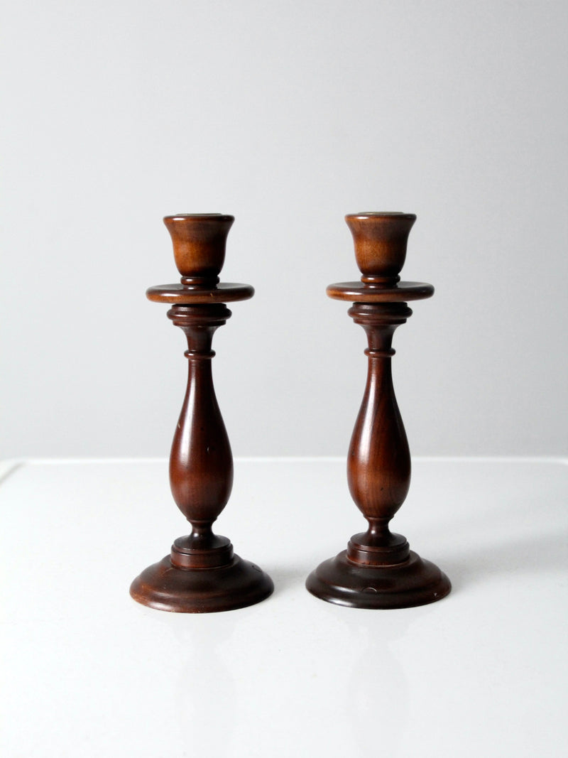 vintage wooden candlestick holders