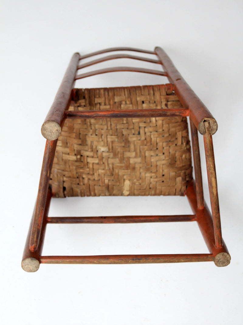 antique splint weave seat chair