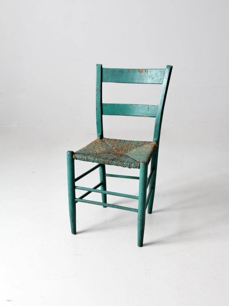 antique painted rush seat chair