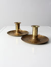antique brass push-up candle holders pair