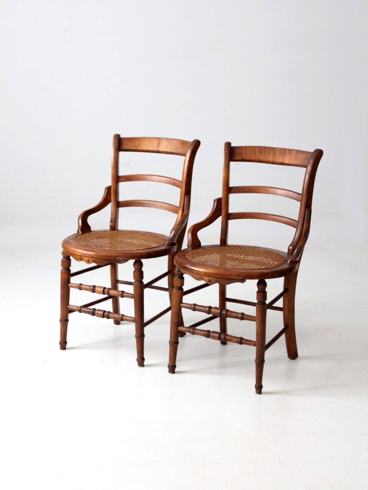 antique Victorian cane seat chairs pair