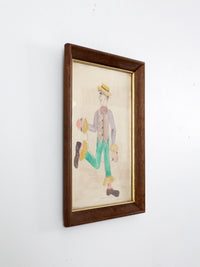 vintage framed clown art