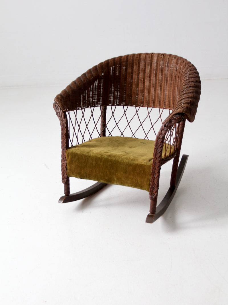 antique children's wicker rocking chair