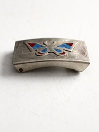 vintage turquoise inlay butterfly belt buckle