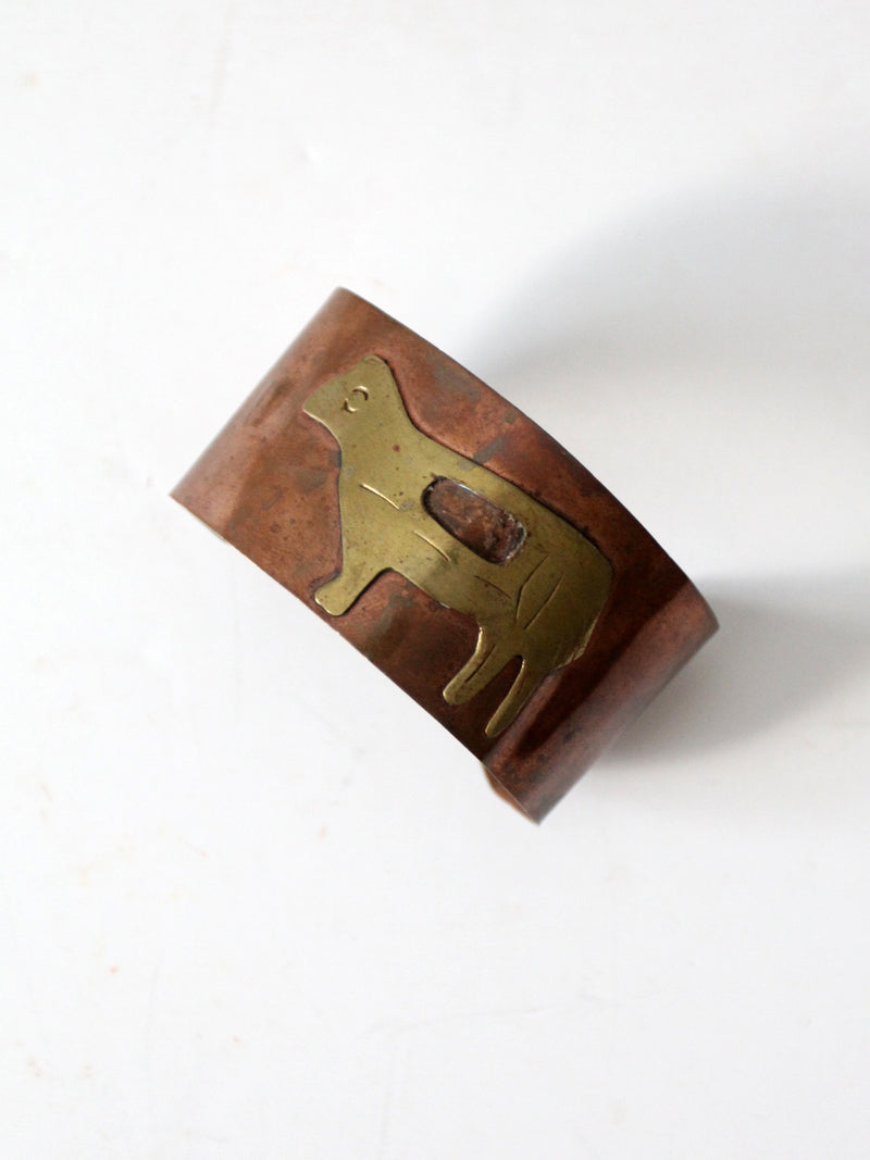 vintage copper cuff with brass