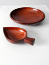 mid-century tropical wooden bowl pair