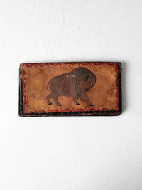 vintage 70s tooled leather wallet