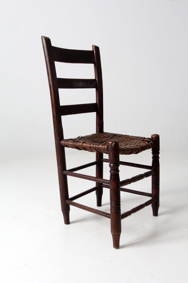 antique splint weave seat chair
