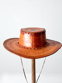 vintage Mexican tooled leather hat