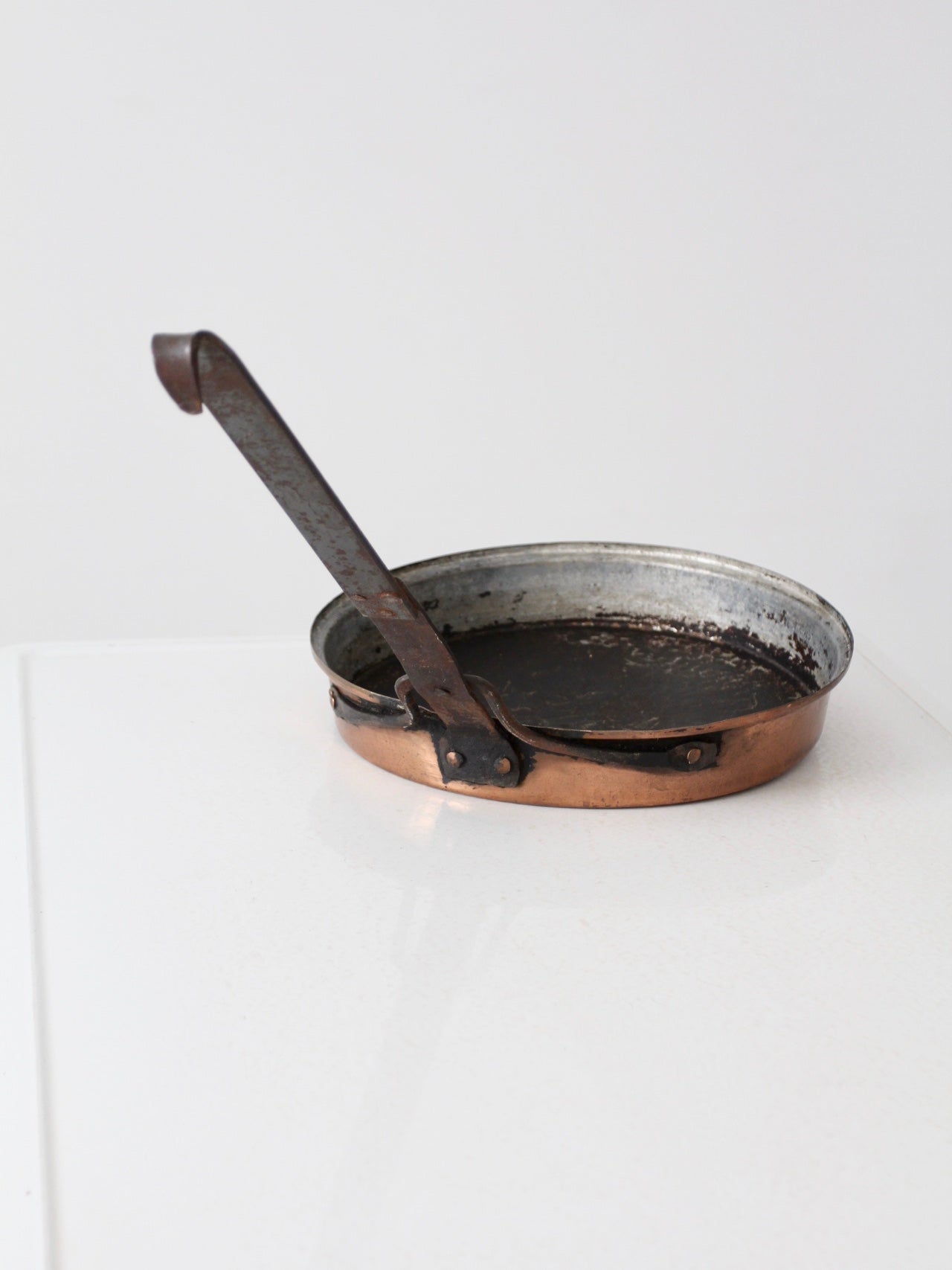 antique copper saute pan