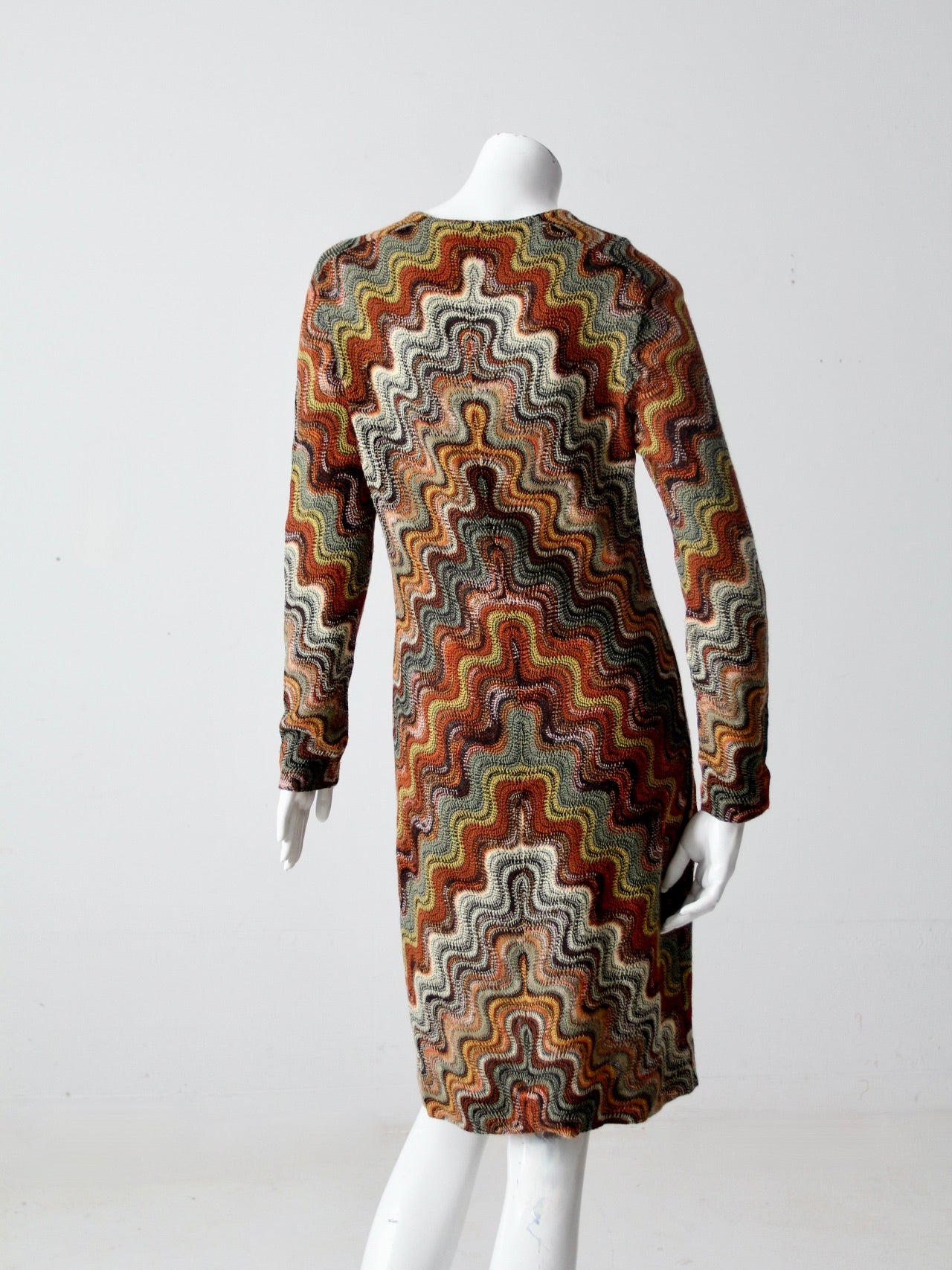missoni dress Missoni long sleeve maxi dress in beige orange with modern stripes