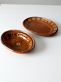 vintage Mexican pottery serving dishes pair