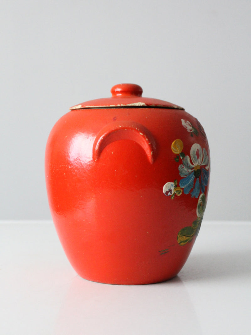 vintage stoneware floral cookie jar