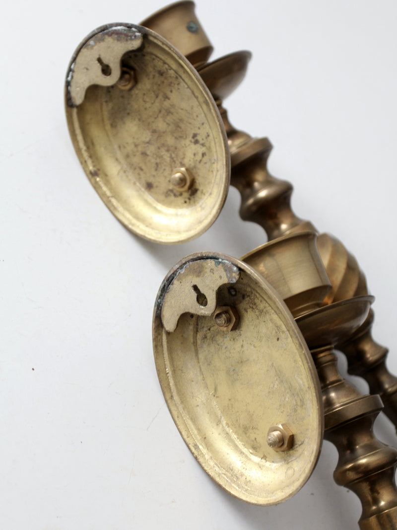 vintage brass candle sconces pair