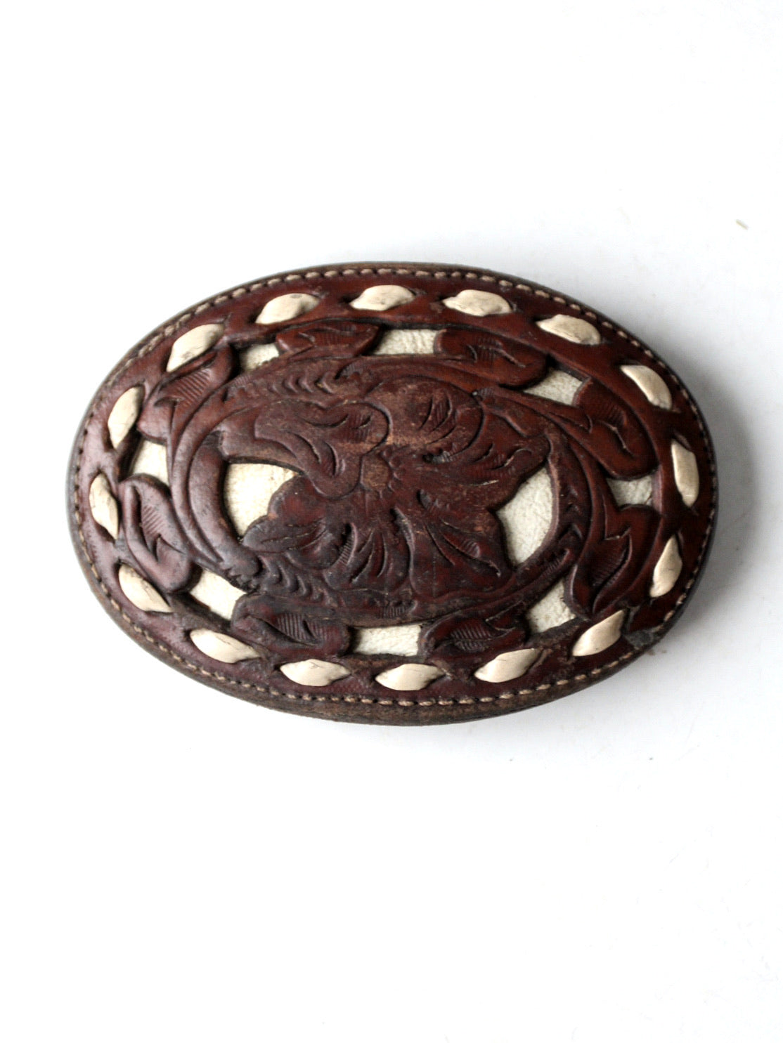 vintage tooled leather buckle