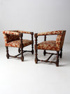 antique turned wood armchairs pair