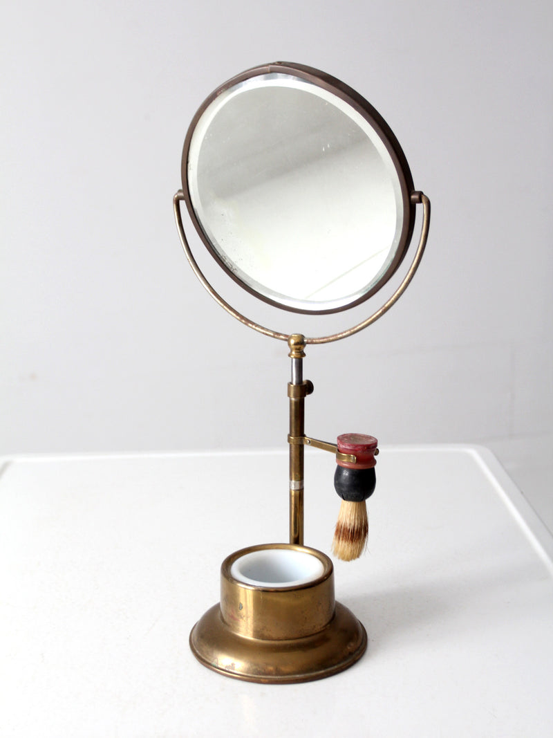 antique brass shaving mirror set