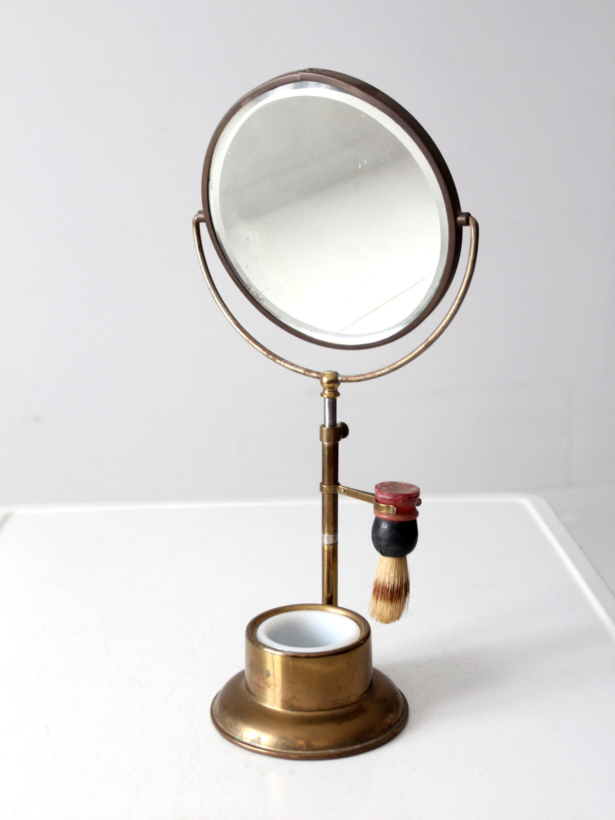 antique brass shaving mirror set