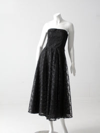 vintage 90s black lace strapless dress
