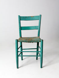 antique painted rush seat chair