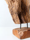 mid-century wood sculpture on stand