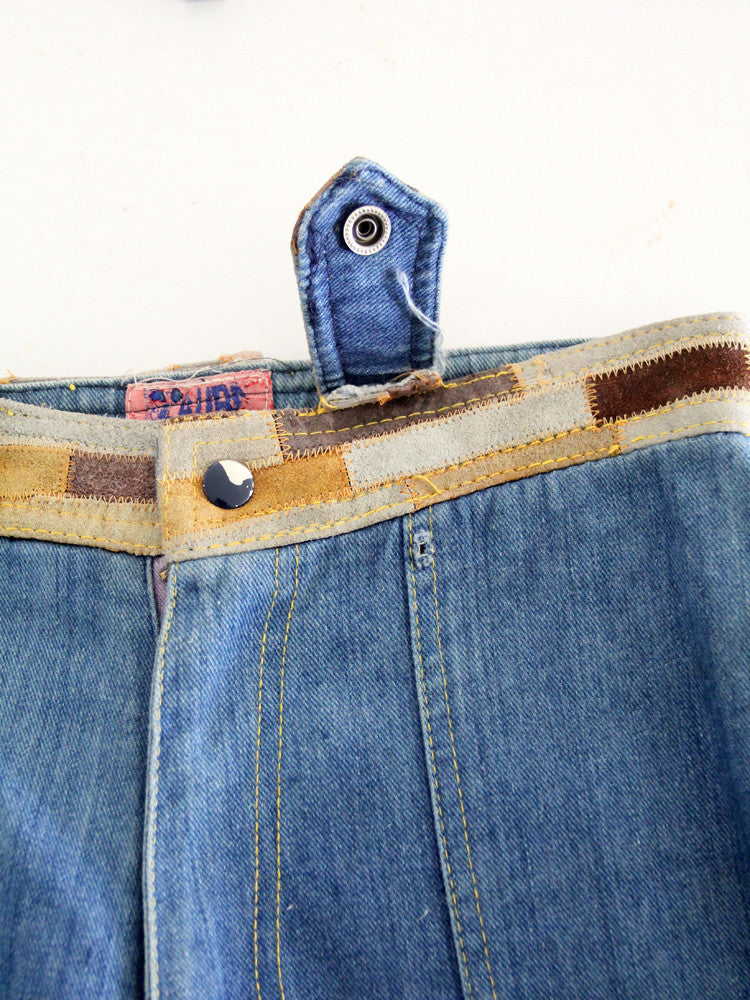 vintage 70s Laura denim jeans with leather, 28 x 32 – 86 Vintage