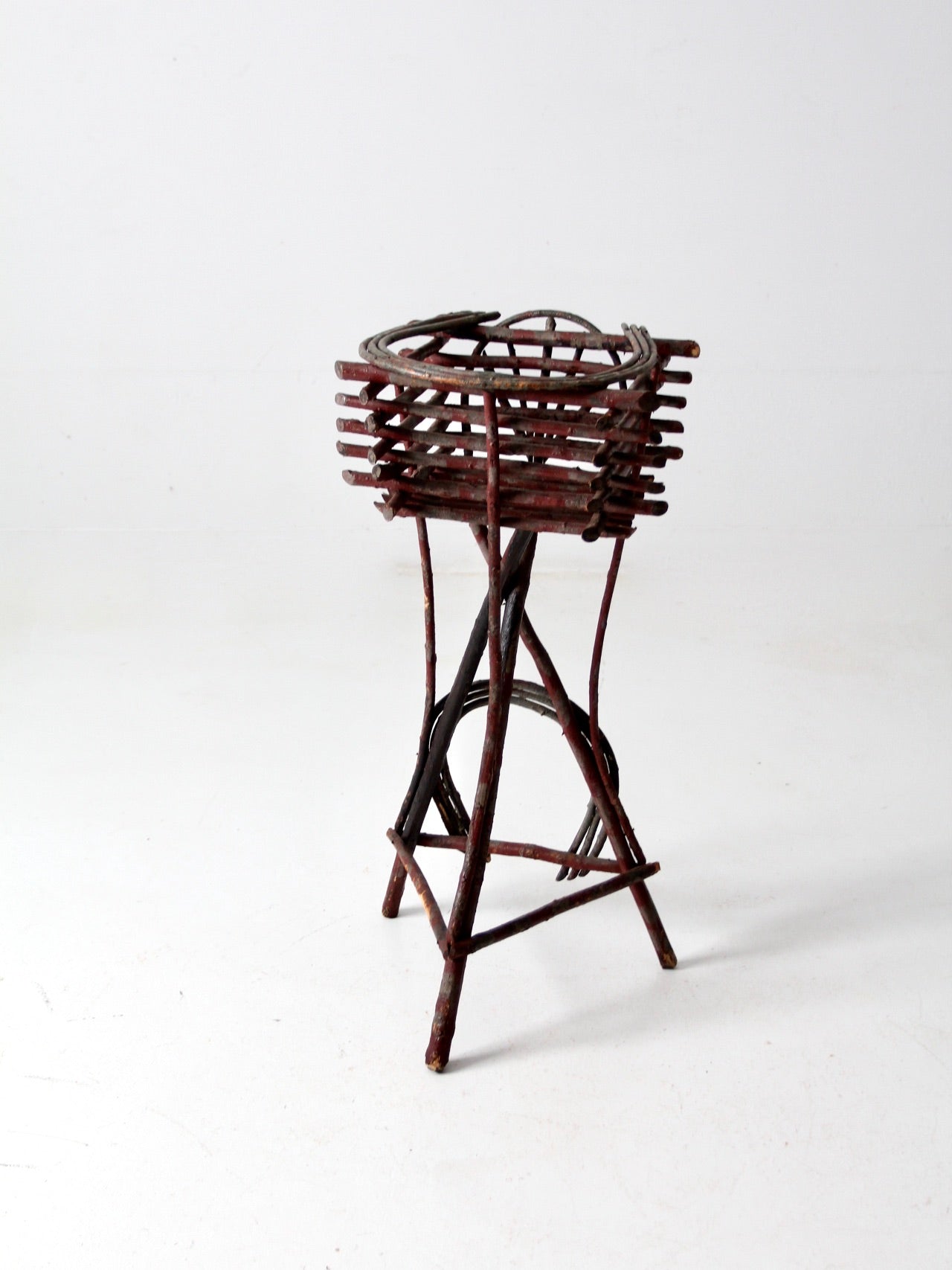 antique Adirondack twig table plant stand
