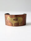 vintage copper cuff with brass