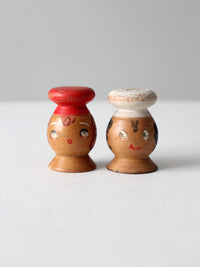 mid-century wood salt & pepper shaker set