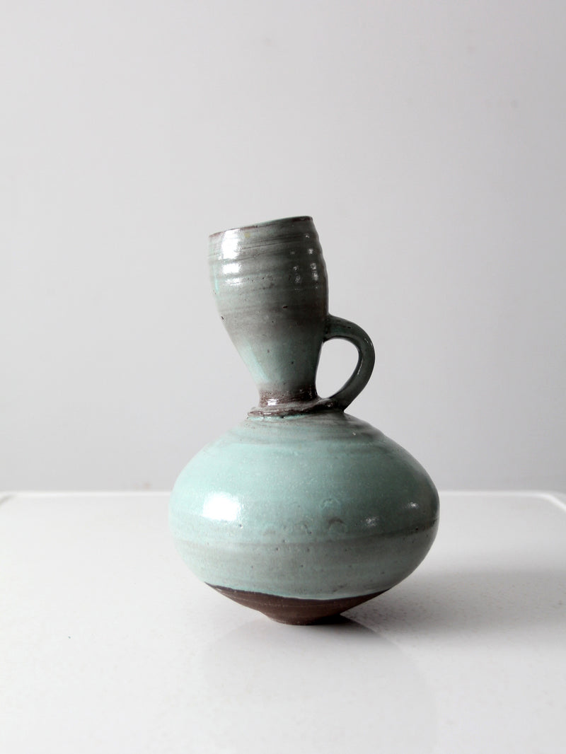 vintage studio art pottery tilted vase