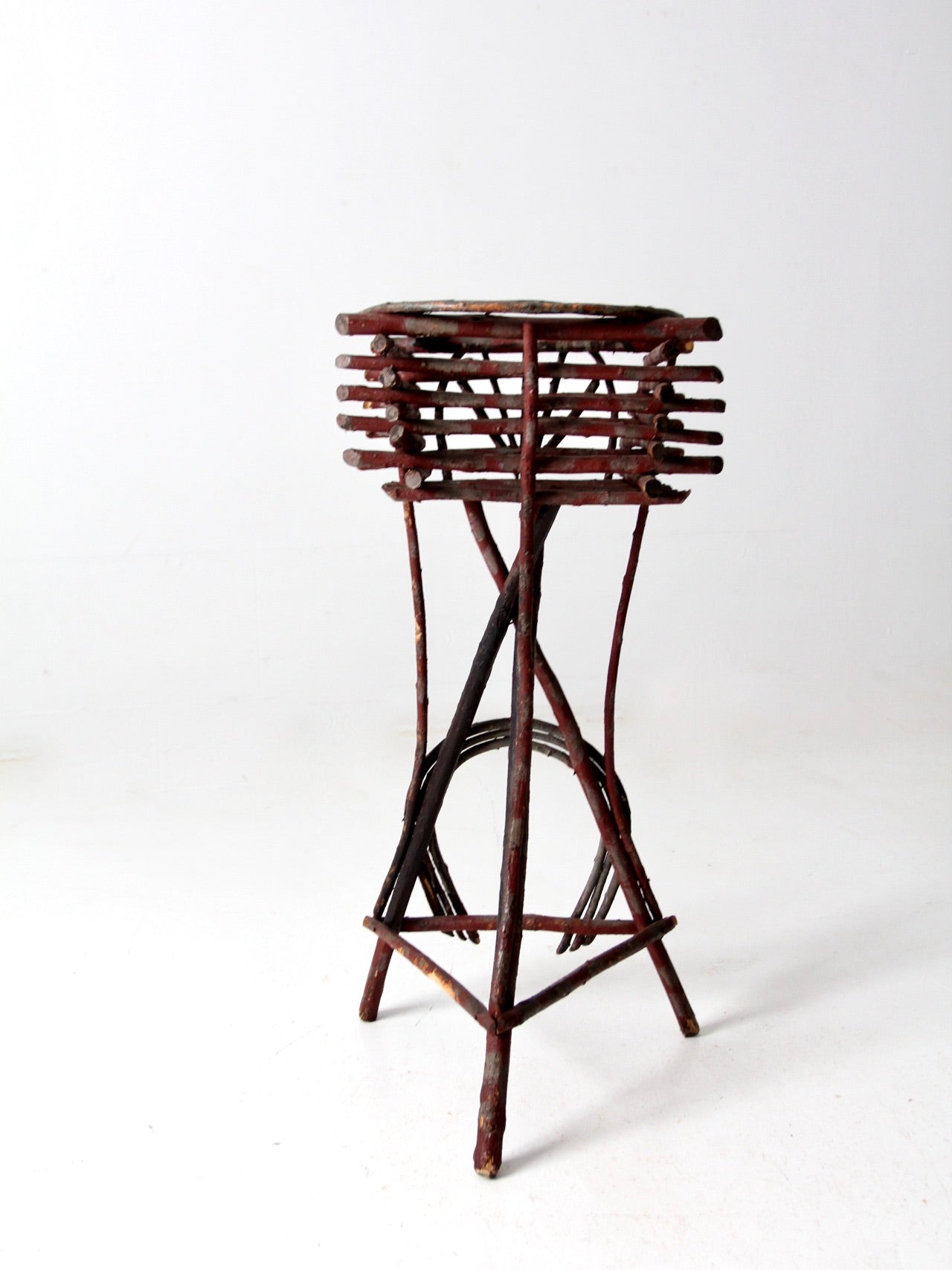 antique Adirondack twig table plant stand