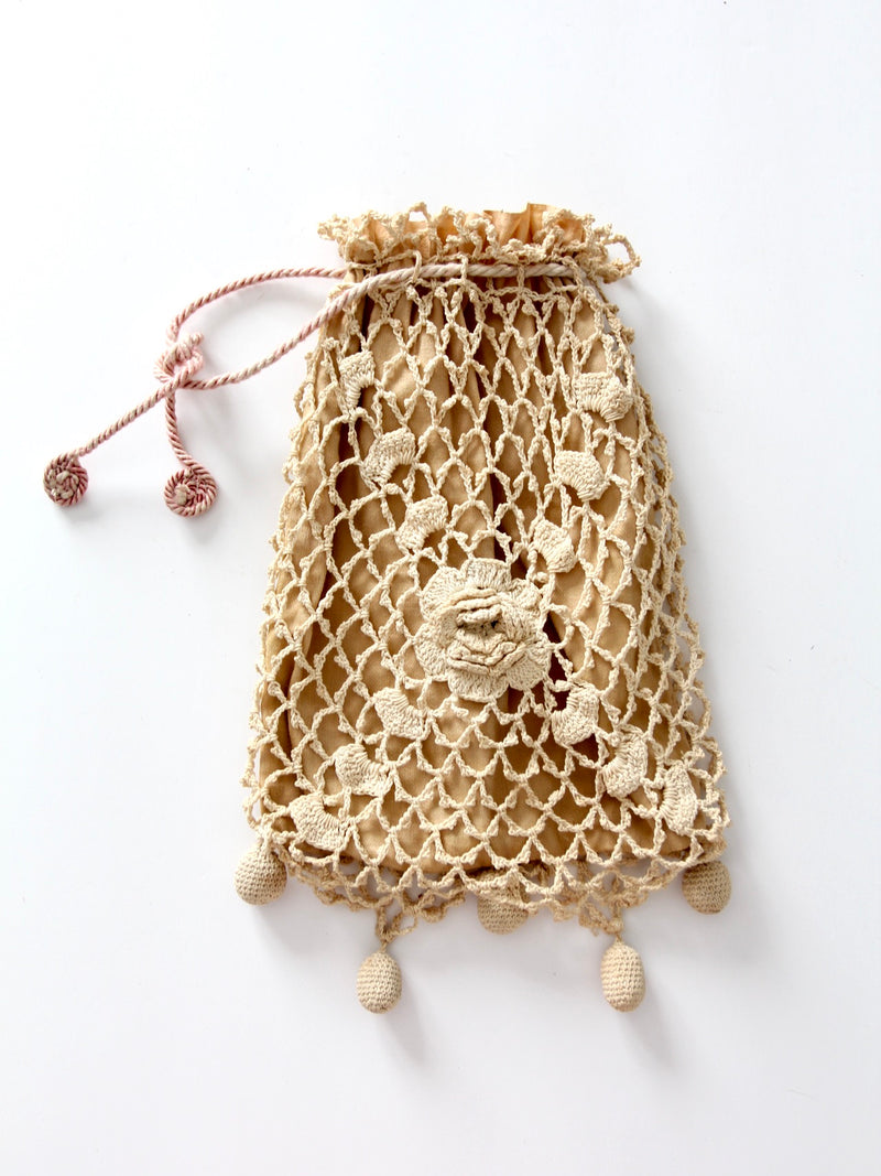 antique crotchet reticule bag