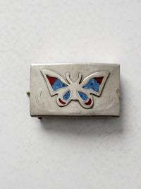 vintage turquoise inlay butterfly belt buckle