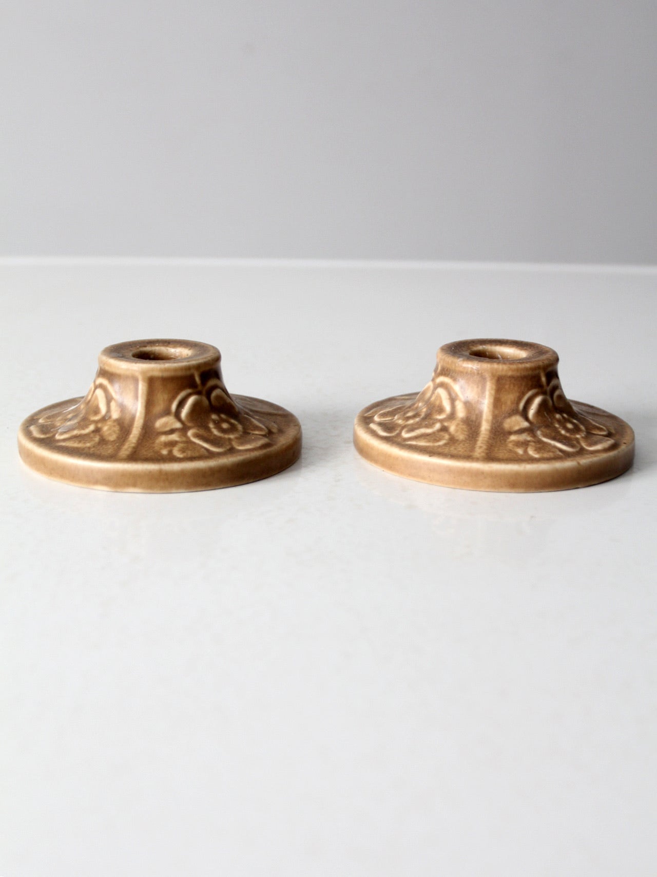 antique Rookwood Pottery candlestick holders pair