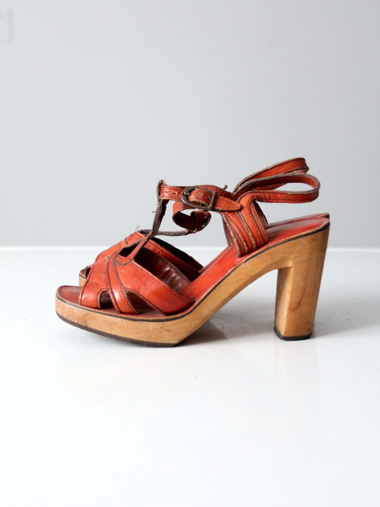 vintage 70s platform leather heels
